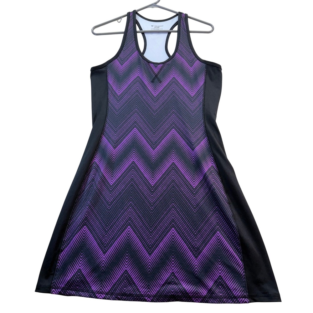 Tek Gear Athletic Dress Women Medium Purple DryTek Chevron Racerback Mini Active
